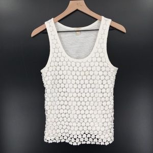 J. Crew White Embellished Sleeveless Tank Top